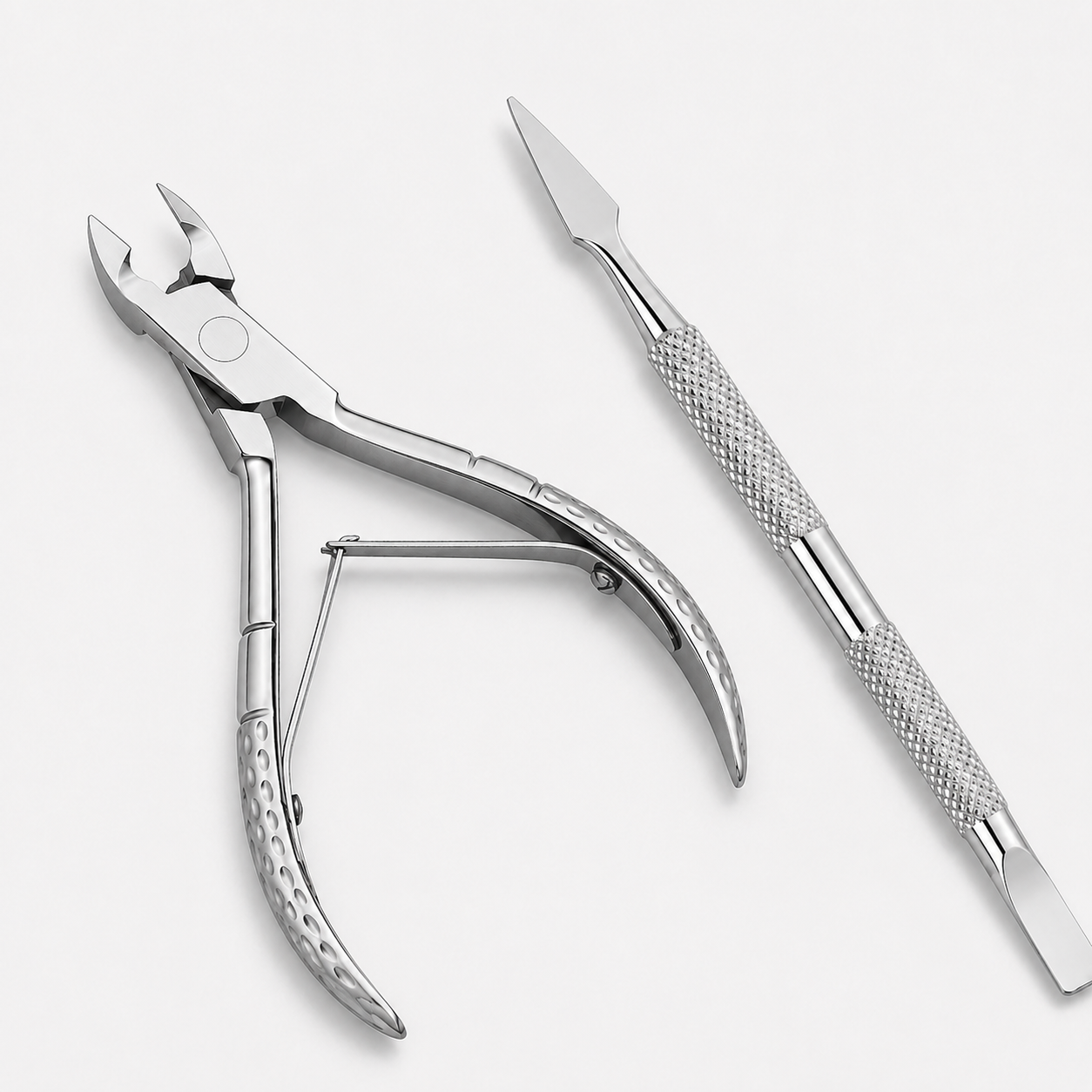 Stainless Steel Cuticle Nipper and Double Ended Cuticle Pusher