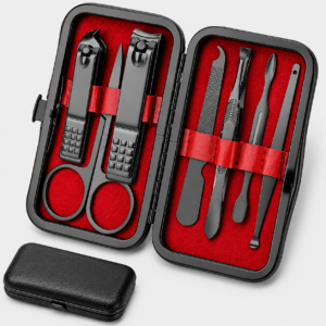7 Piece Black Manicure Grooming Kit