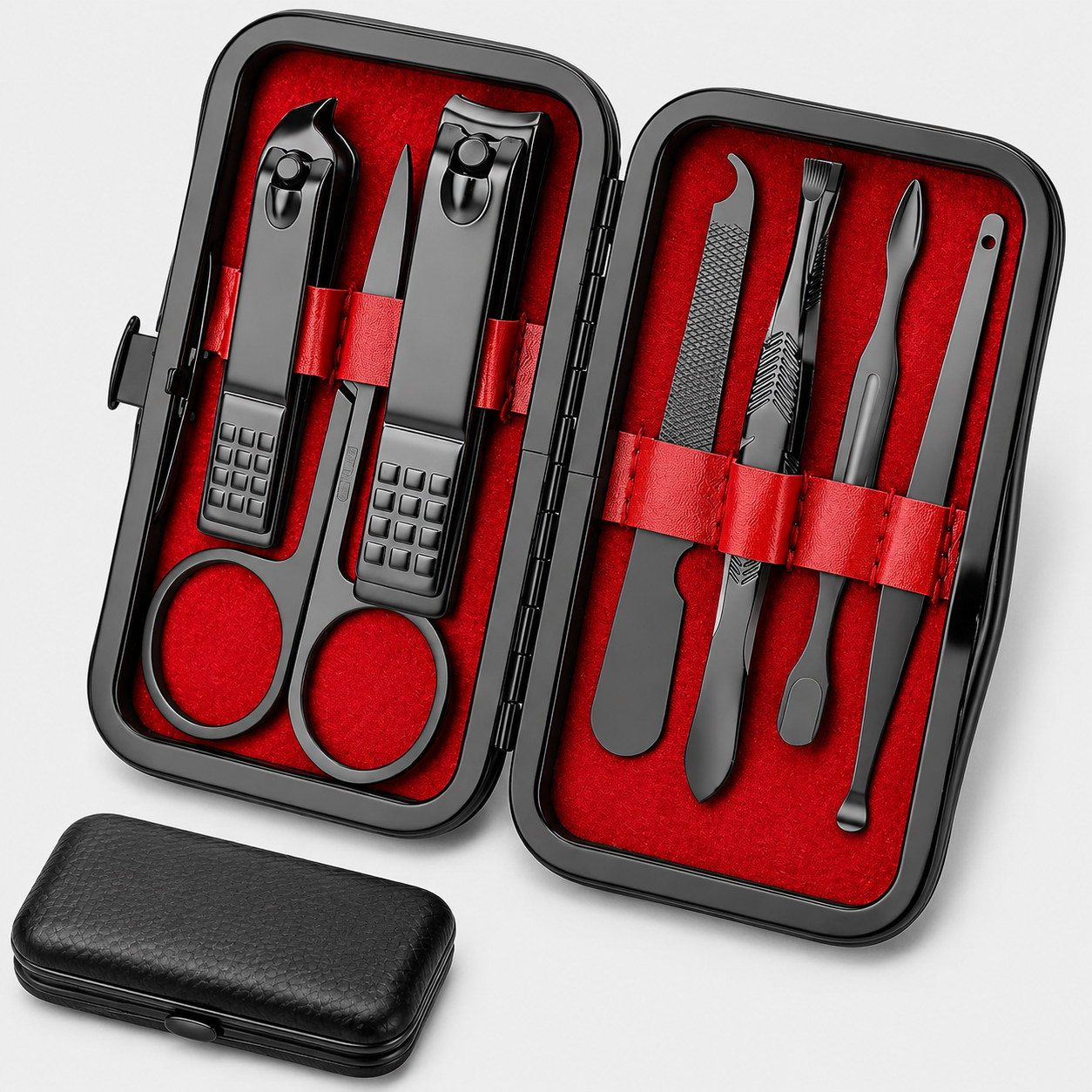 7 Piece Black Manicure Grooming Kit