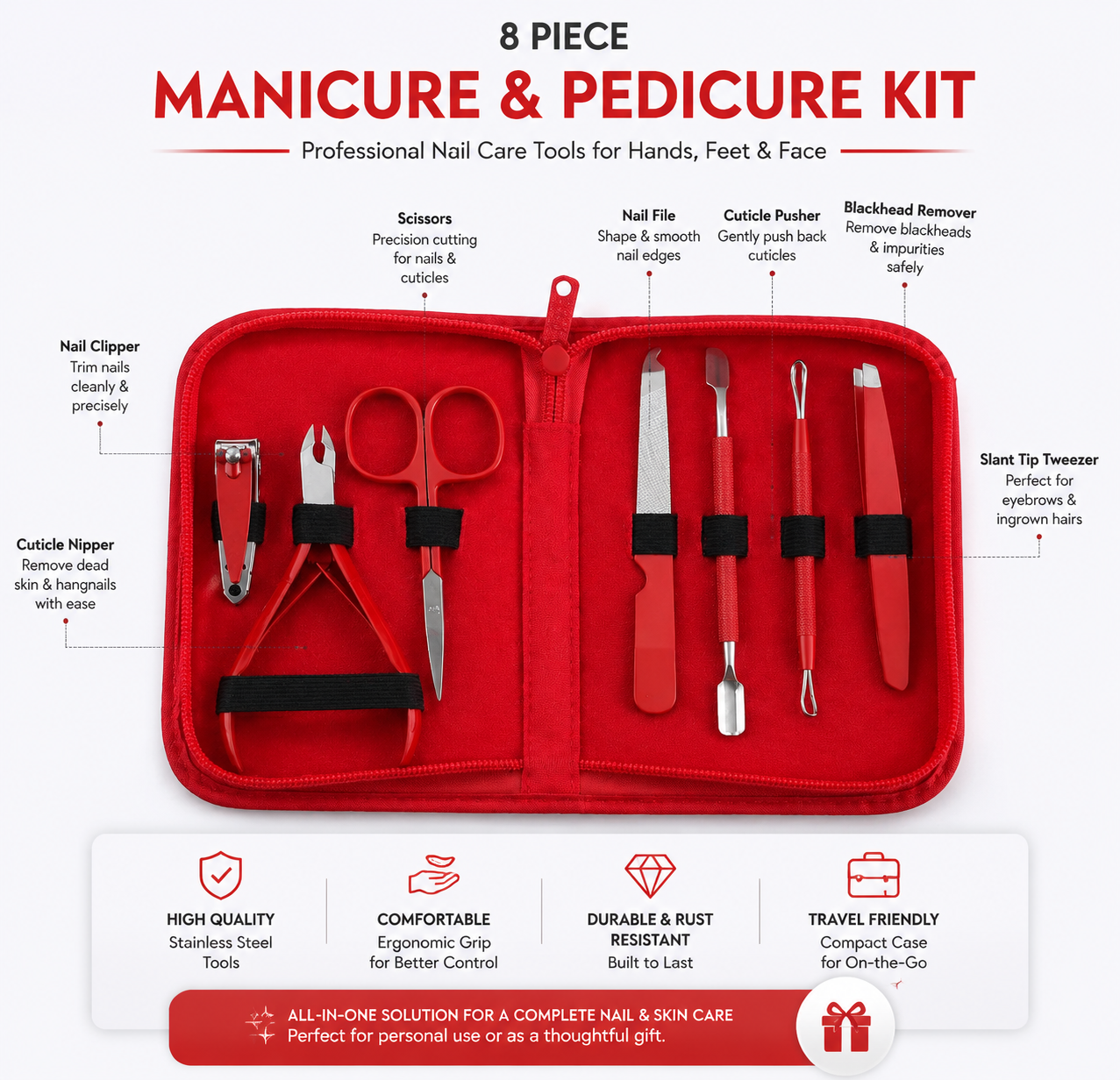 7 Piece Manicure Pedicure Grooming Kit - Image 2