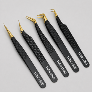 Black Gold Eyelash Tweezers