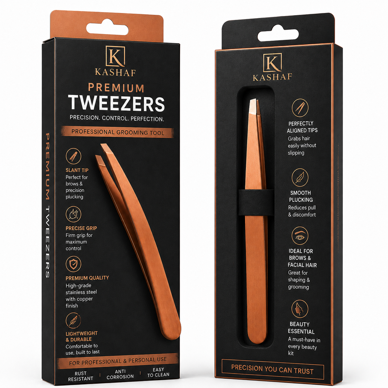 Professional Slant Tip Eyebrow Tweezers - Image 3